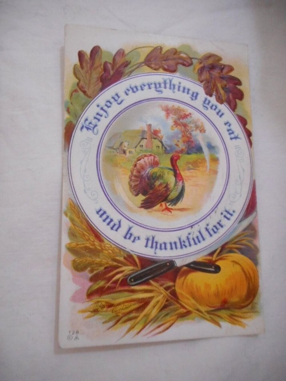 Vintage Postcard Thanksgiving 1912 written embossed posted